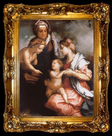 framed  Andrea del Sarto The Madonna and the Nino, with Holy Isabel and the young one San Juan, ta009-2